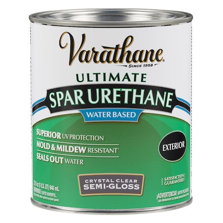 Rust-Oleum 1 Qt Clear Varathane Water-Based Exterior Spar Urethane Semi-Gloss 250141